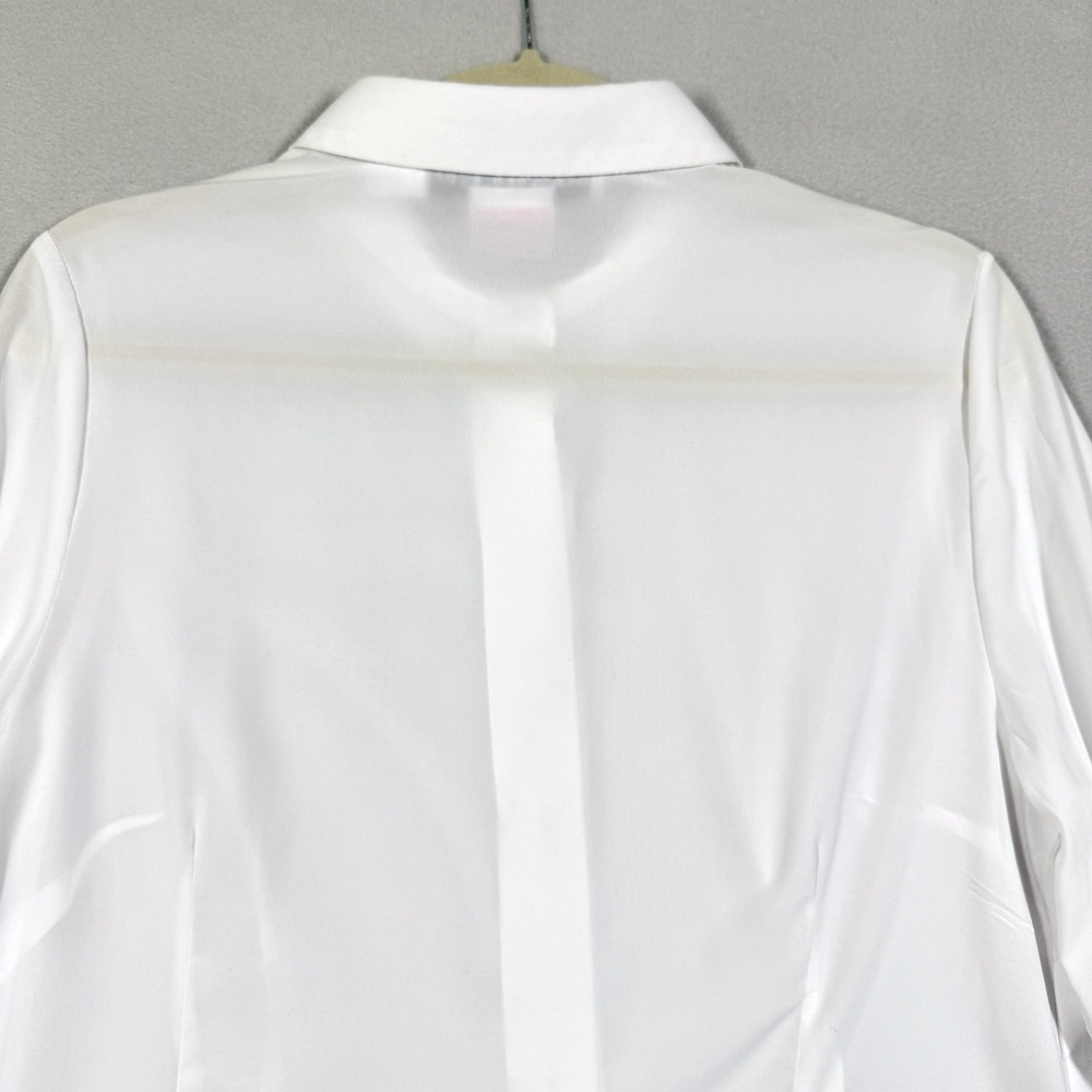 Gretchen Scott Top Womens Medium Priss White Button Blouse Ruffle Sleeve Career - Picture 6 of 12